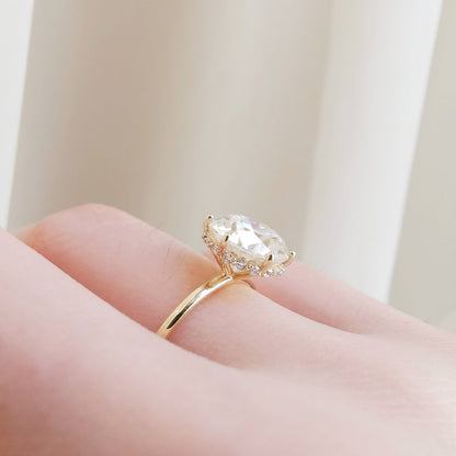 3 CT Round Hidden Halo Lab Grown Diamond Engagement Ring