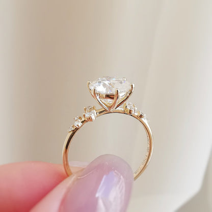 2 CT Round Cluster Lab Grown Diamond Engagement Ring