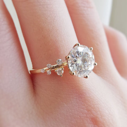 2 CT Round Cluster Lab Grown Diamond Engagement Ring