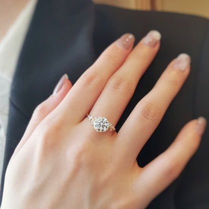 2 CT Round Cluster Lab Grown Diamond Engagement Ring