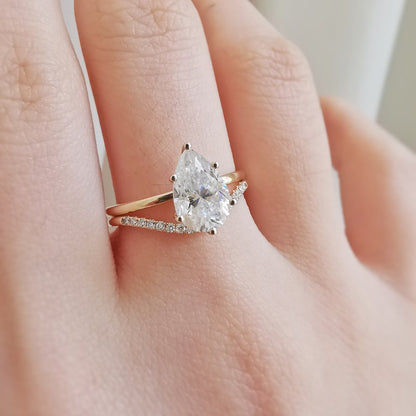 1.36 CT Pear Solitaire Lab Grown Diamond Engagement Ring