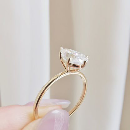 1.36 CT Pear Solitaire Lab Grown Diamond Engagement Ring