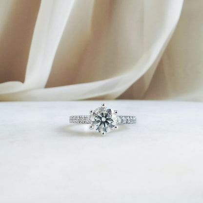 1.2 CT Round Pave Lab Grown Diamond Engagement Ring