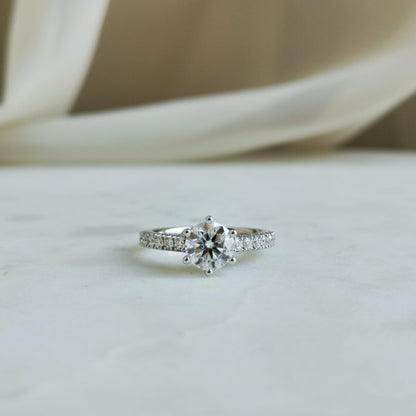 1.2 CT Round Pave Lab Grown Diamond Engagement Ring