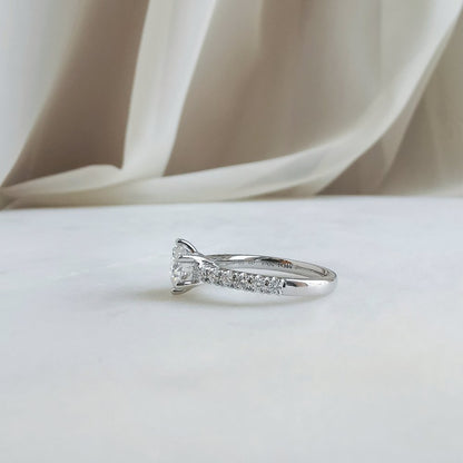 1.2 CT Round Pave Lab Grown Diamond Engagement Ring