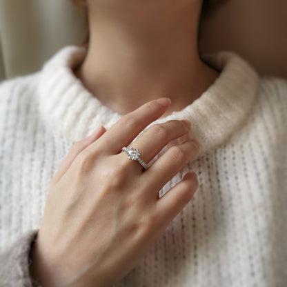 1.2 CT Round Pave Lab Grown Diamond Engagement Ring
