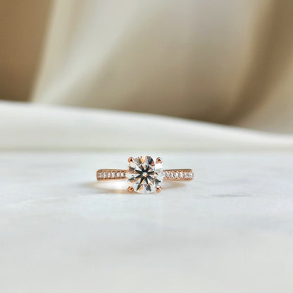 1 CT Round Pave Lab Grown Diamond Engagement Ring