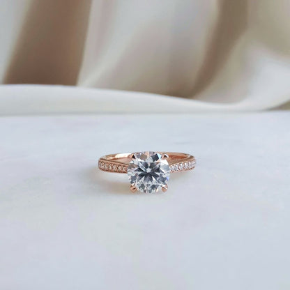 1 CT Round Pave Lab Grown Diamond Engagement Ring