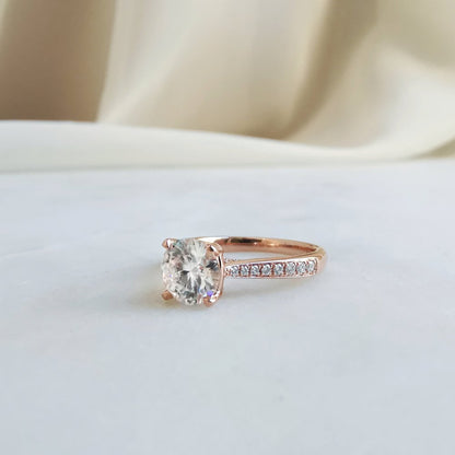 1 CT Round Pave Lab Grown Diamond Engagement Ring