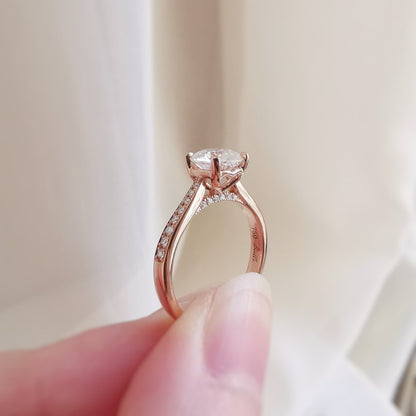 1 CT Round Pave Lab Grown Diamond Engagement Ring