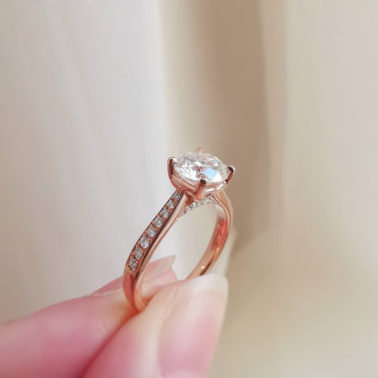 1 CT Round Pave Lab Grown Diamond Engagement Ring