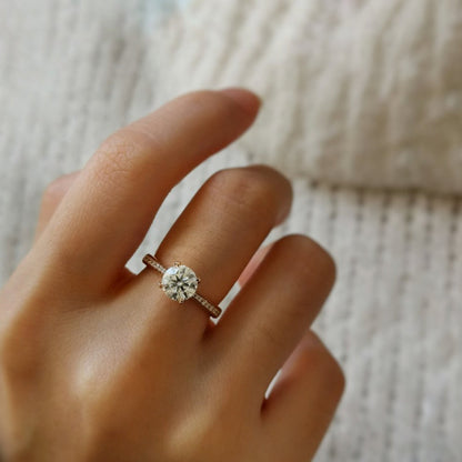 1 CT Round Pave Lab Grown Diamond Engagement Ring