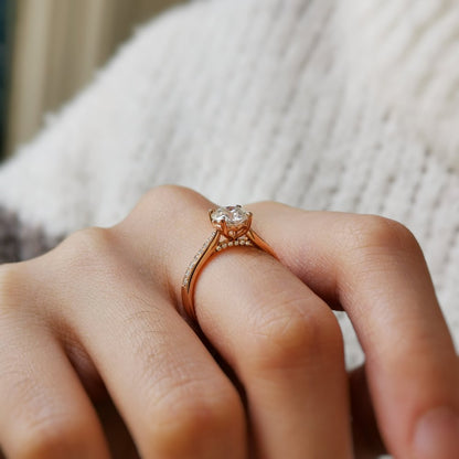 1 CT Round Pave Lab Grown Diamond Engagement Ring