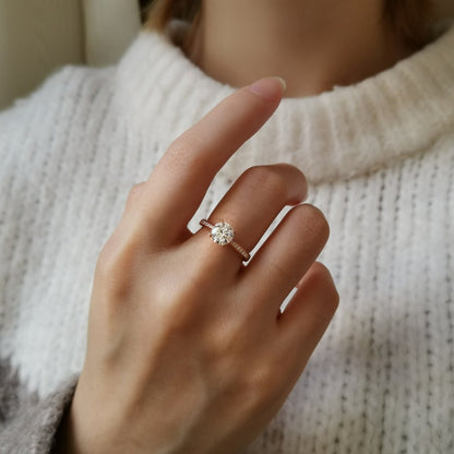 1 CT Round Pave Lab Grown Diamond Engagement Ring