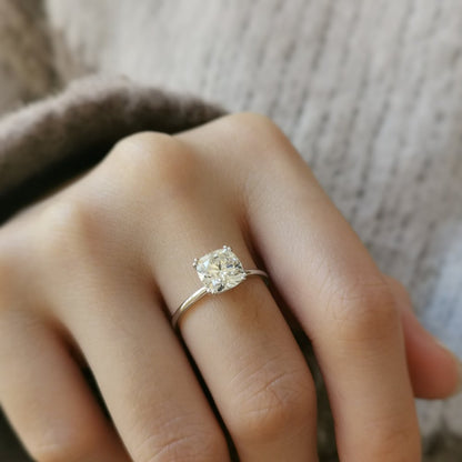 1.50 CT Cushion Solitaire Lab Grown Diamond Engagement Ring