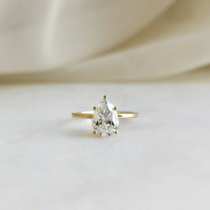 1.36 CT Pear Solitaire Lab Grown Diamond Engagement Ring