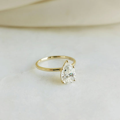 1.36 CT Pear Solitaire Lab Grown Diamond Engagement Ring