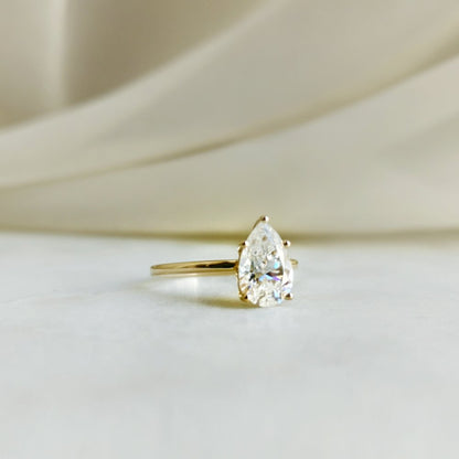 1.36 CT Pear Solitaire Lab Grown Diamond Engagement Ring