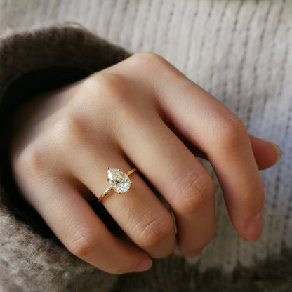 1.36 CT Pear Solitaire Lab Grown Diamond Engagement Ring