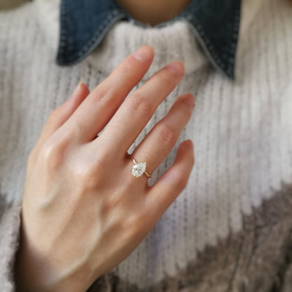 1.36 CT Pear Solitaire Lab Grown Diamond Engagement Ring