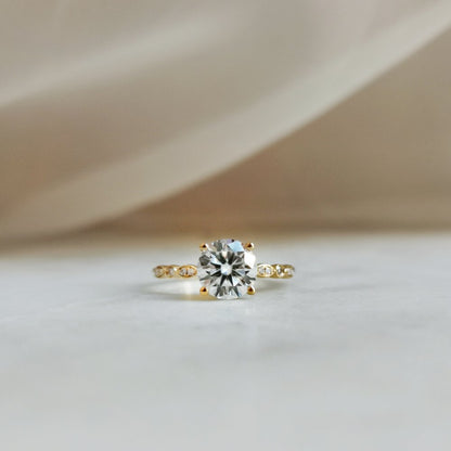 1.2 CT Round Pave Lab Grown Diamond Engagement Ring