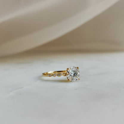 1.2 CT Round Pave Lab Grown Diamond Engagement Ring