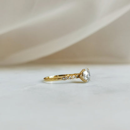 1.2 CT Round Pave Lab Grown Diamond Engagement Ring
