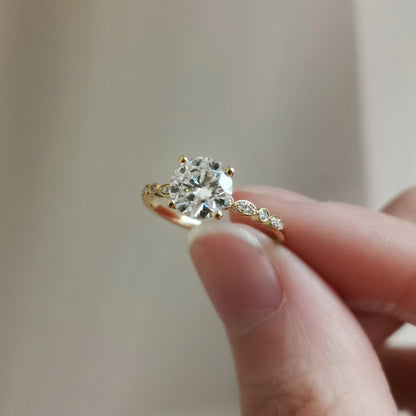 1.2 CT Round Pave Lab Grown Diamond Engagement Ring