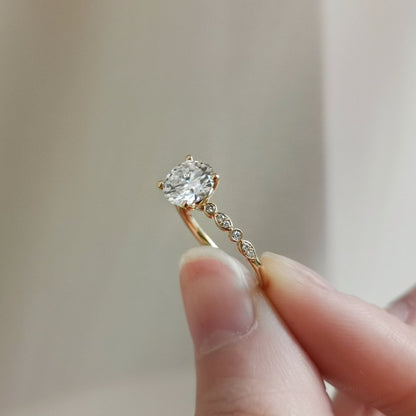 1.2 CT Round Pave Lab Grown Diamond Engagement Ring