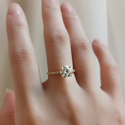 1.2 CT Round Pave Lab Grown Diamond Engagement Ring