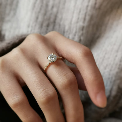 1.2 CT Round Pave Lab Grown Diamond Engagement Ring