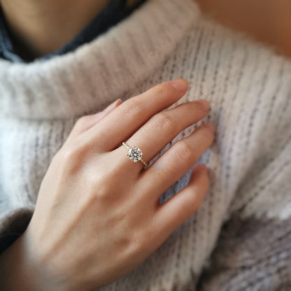 1.2 CT Round Pave Lab Grown Diamond Engagement Ring