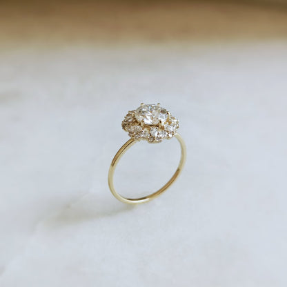 1 CT Round Halo Lab Grown Diamond Engagement Ring