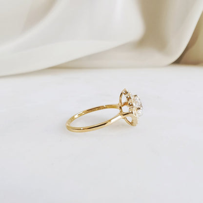 1 CT Cushion Vintage Halo Lab Grown Diamond Engagement Ring