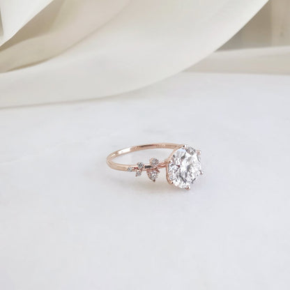 2 CT Round Cluster Lab Grown Diamond Engagement Ring