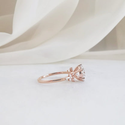 2 CT Round Cluster Lab Grown Diamond Engagement Ring
