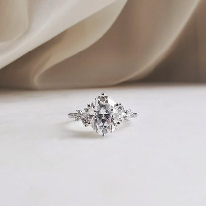 2 CT Round Cluster Lab Grown Diamond Engagement Ring