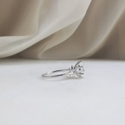 2 CT Round Cluster Lab Grown Diamond Engagement Ring