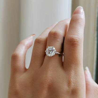 3 CT Round Hidden Halo Lab Grown Diamond Engagement Ring
