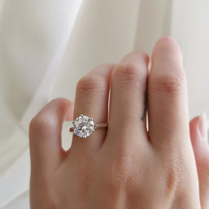 2.5 CT Round Solitaire Lab Grown Diamond Engagement Ring