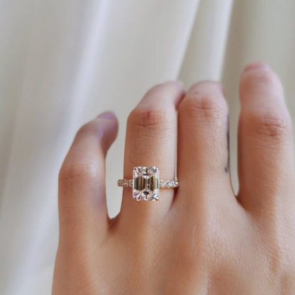 3 CT Emerald Pave Lab Grown Diamond Engagement Ring