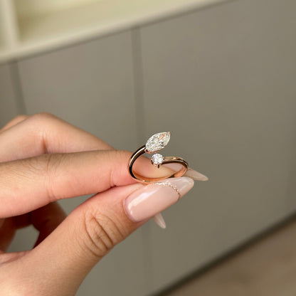 1 CT Marquise Open Shank Lab Grown Diamond Engagement Ring