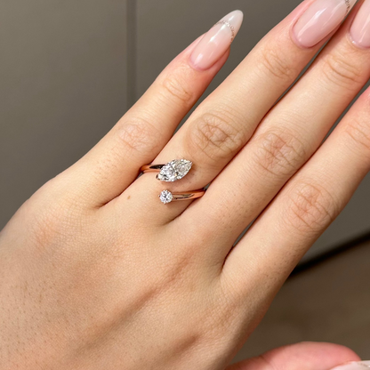 1 CT Marquise Open Shank Lab Grown Diamond Engagement Ring