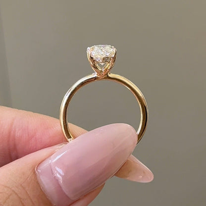 2 CT Marquise Hidden Halo Lab Grown Diamond Engagement Ring