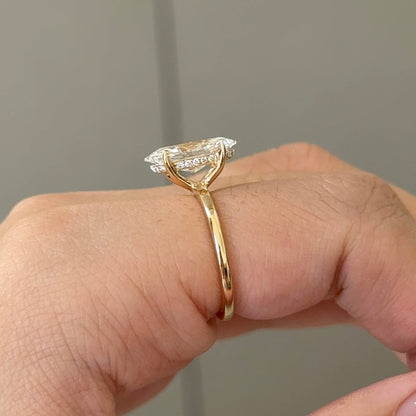 2 CT Marquise Hidden Halo Lab Grown Diamond Engagement Ring