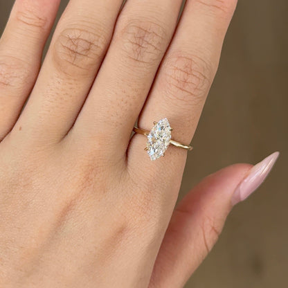 2 CT Marquise Hidden Halo Lab Grown Diamond Engagement Ring