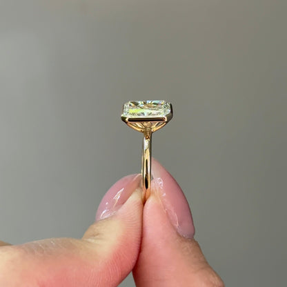 3.01 CT Radiant Bezel Solitaire Lab Grown Diamond Engagement Ring
