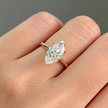 2.10 CT Marquise Solitaire Lab Grown Diamond Engagement Ring