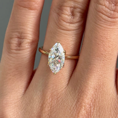 2.10 CT Marquise Solitaire Lab Grown Diamond Engagement Ring