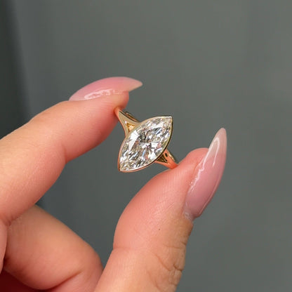 3.02 CT Marquise Bezel Solitaire Lab-Grown Diamond Engagement Ring